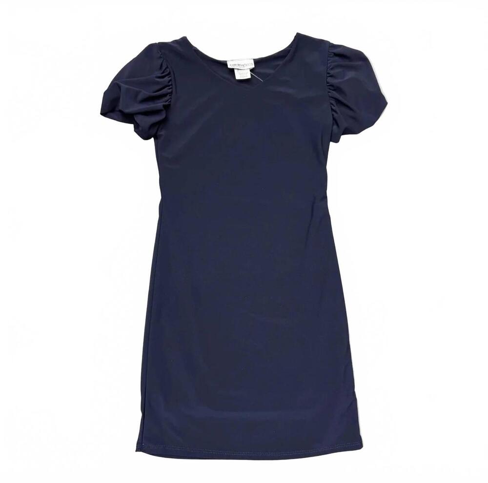 NEW CHERYL CREATIONS girls puff sleeve dress in navy